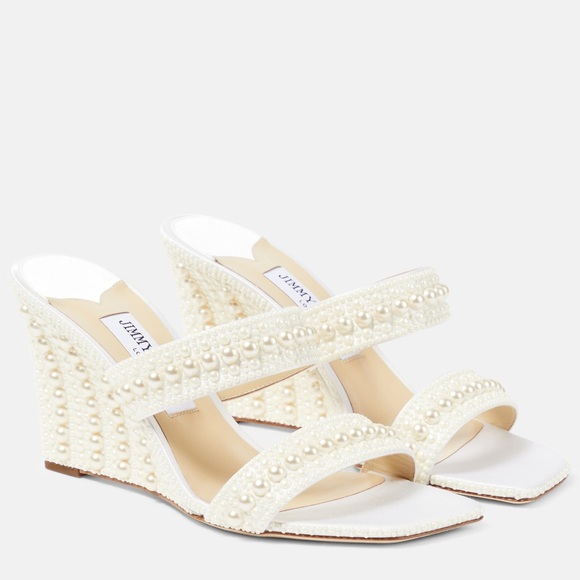 New JIMMY CHOO Bridal Sacoria 85 embellished wedge mules $1,950 40 - Picture 7 of 15